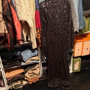 Boohoo Black Sequin Maxi Skirt